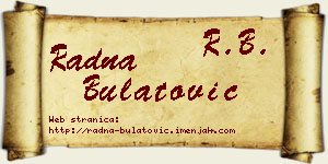 Radna Bulatović vizit kartica